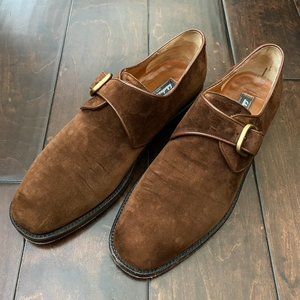 Salvatore Ferragamo Tramezza Suede Monk Shoes 8D